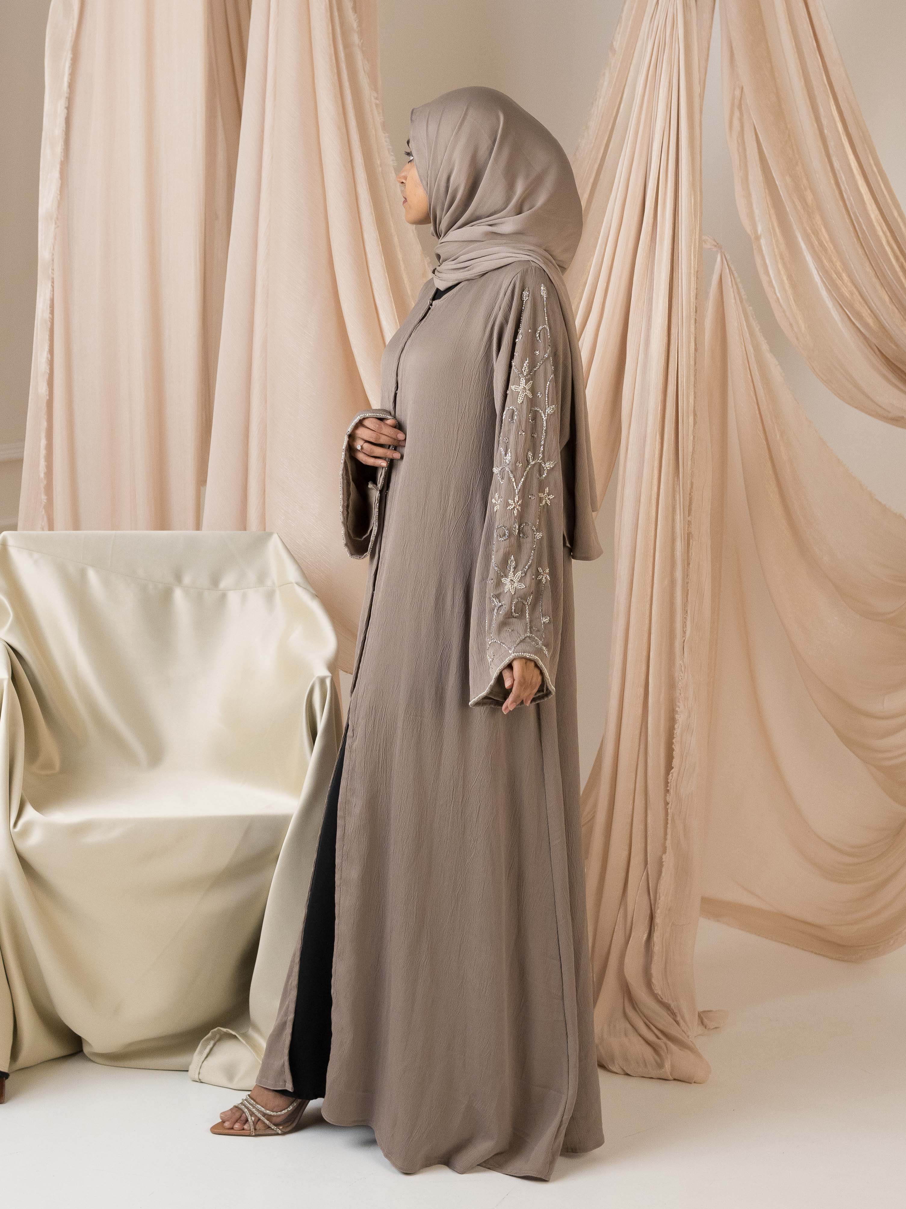 Desert Taupe Embroidered Abaya