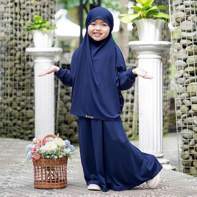 Modest City Navy Blue Crepe Kids Jilbab Abaya